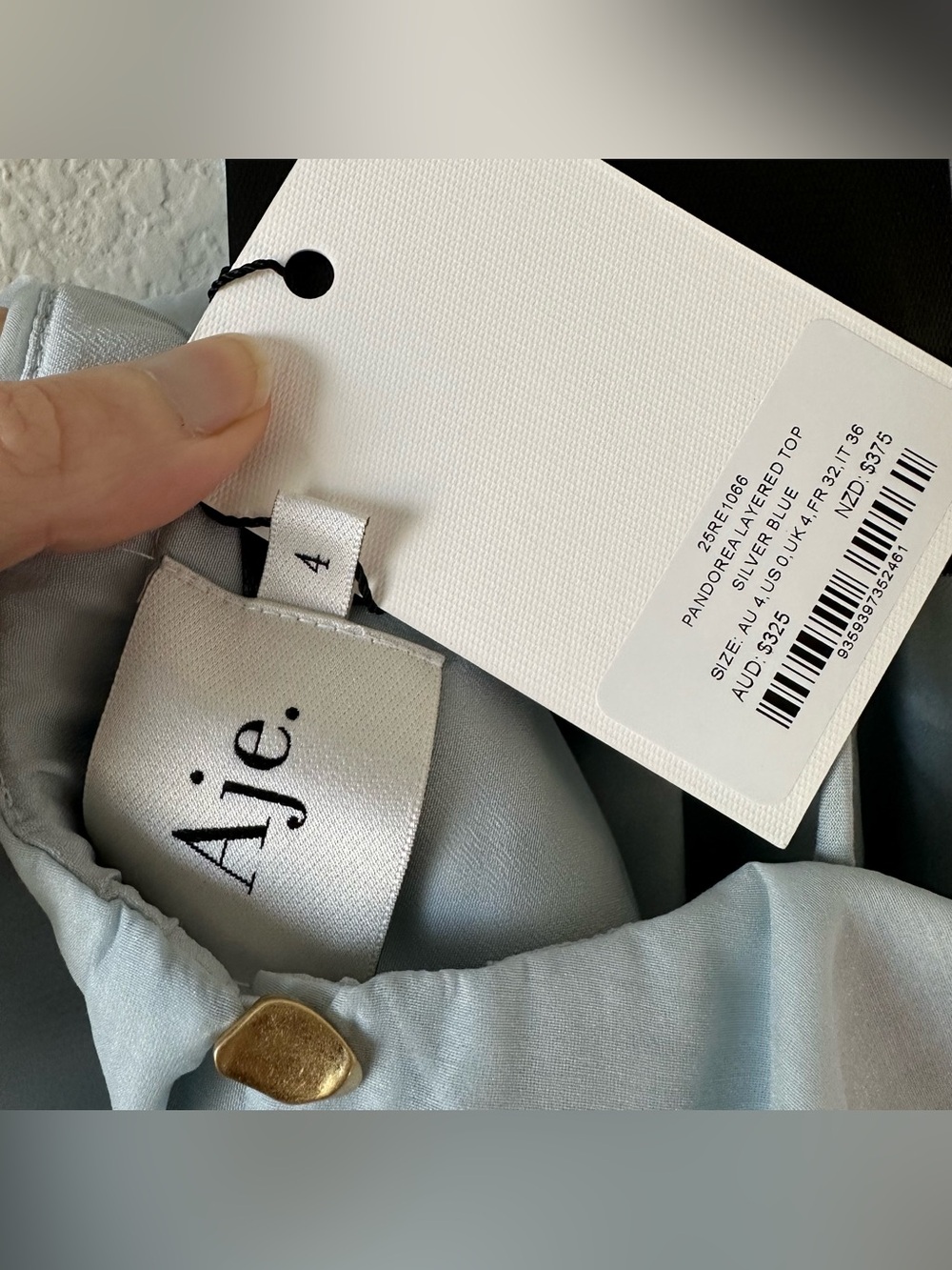 AJE PANDOREA LAYERED TOP in Silver Blue Ruffle SZ AUS 4, US 0 NWT - Picture 5 of 6